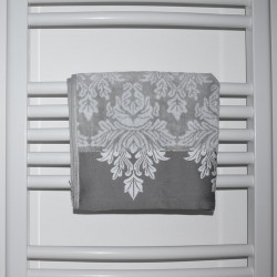 Serviette de bain Ayda gris et blanc 50 x 80 cm 100% coton velours